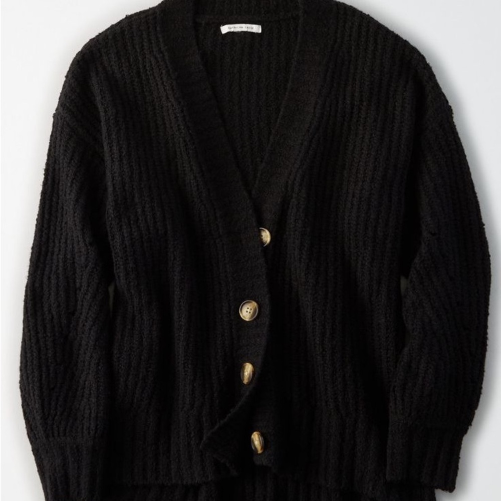 Black Cardigan with Gold Buttons